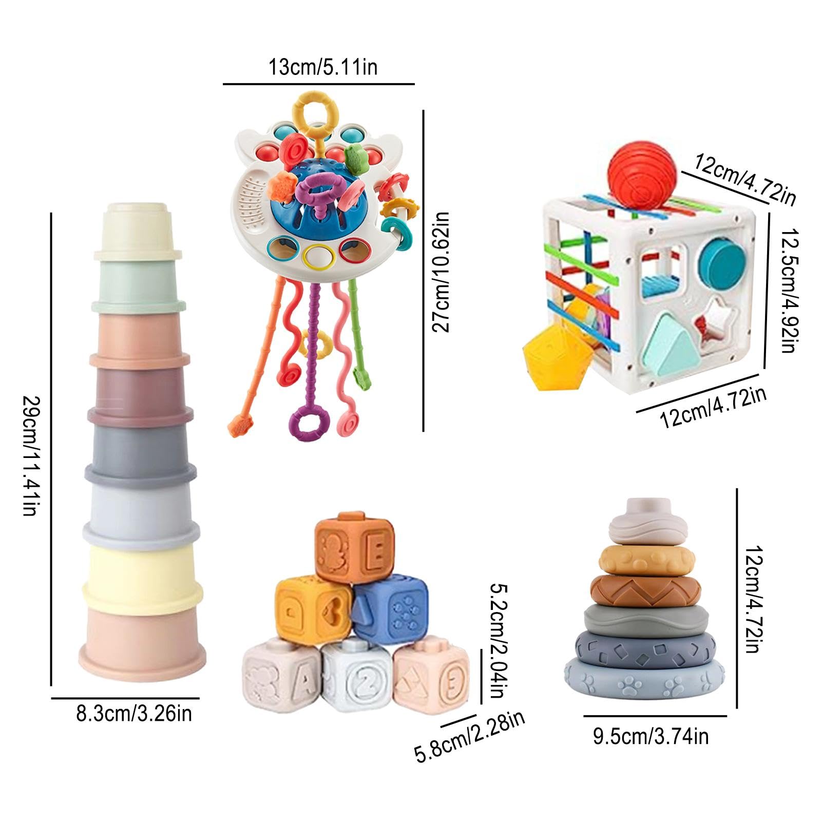 Juguetes apilables para la dentición, Juego de Juguetes sensoriales