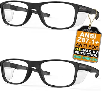 HTS HUNTERSKY TR90NZZ Safety Glasses with Side Shield Small Size Women Men ANSI Z87 Anti Fog Scratch Resistant Lab Pickleball