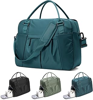 Weekender Travel Bag for Women Men, Personal Item Travel Bag with Shoes Compartment carry on bags for airplanes Overnight Bag Large Travel Tote Bag Gym Bag Workout Dance Bag Hospital Bags Peacock Blue