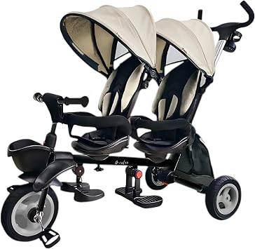 QPlay Baby Evolutionary Tricycle for Two | Twins or Siblings | 10-36 Months | 50kg Capacity