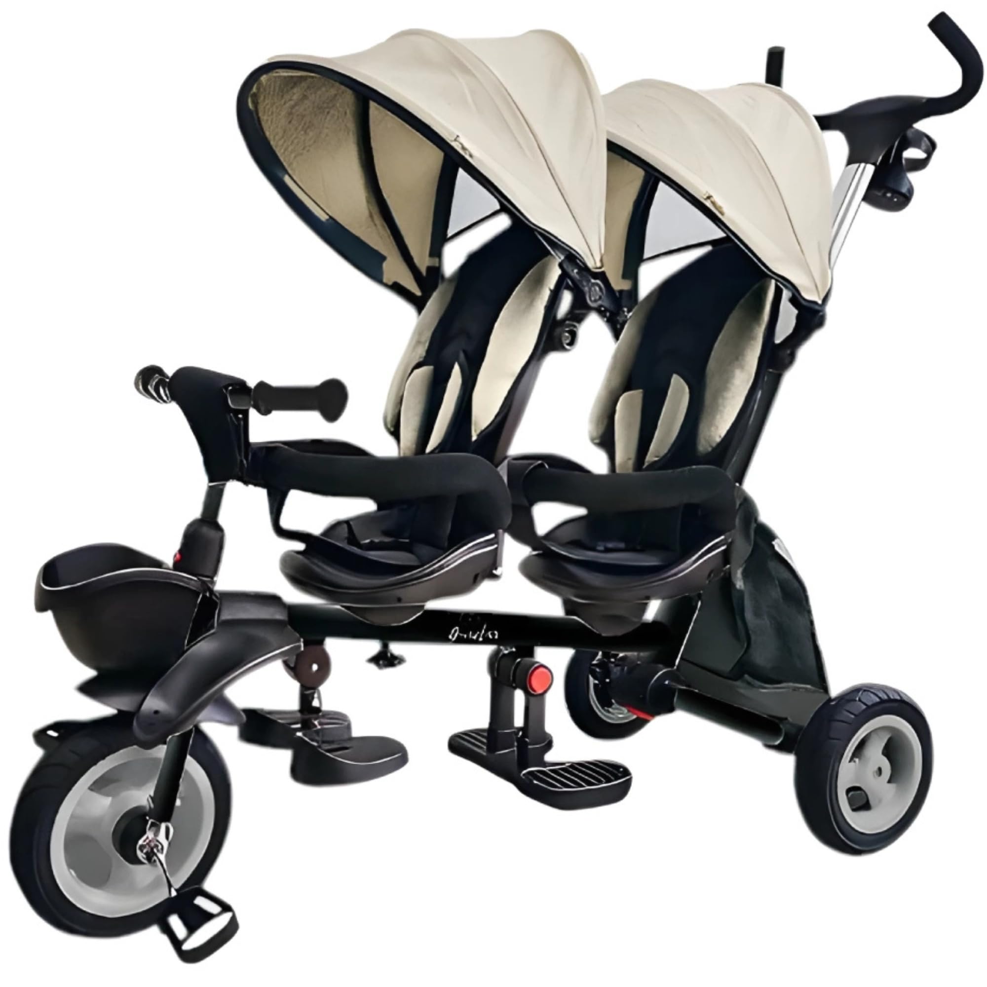 QPlay Triciclo Evolutivo Bebé para Dos | Triciclo para Gemelos o Mellizos, para Bebes Desde 10 Meses hasta los 36 Meses, Paseos en Familia