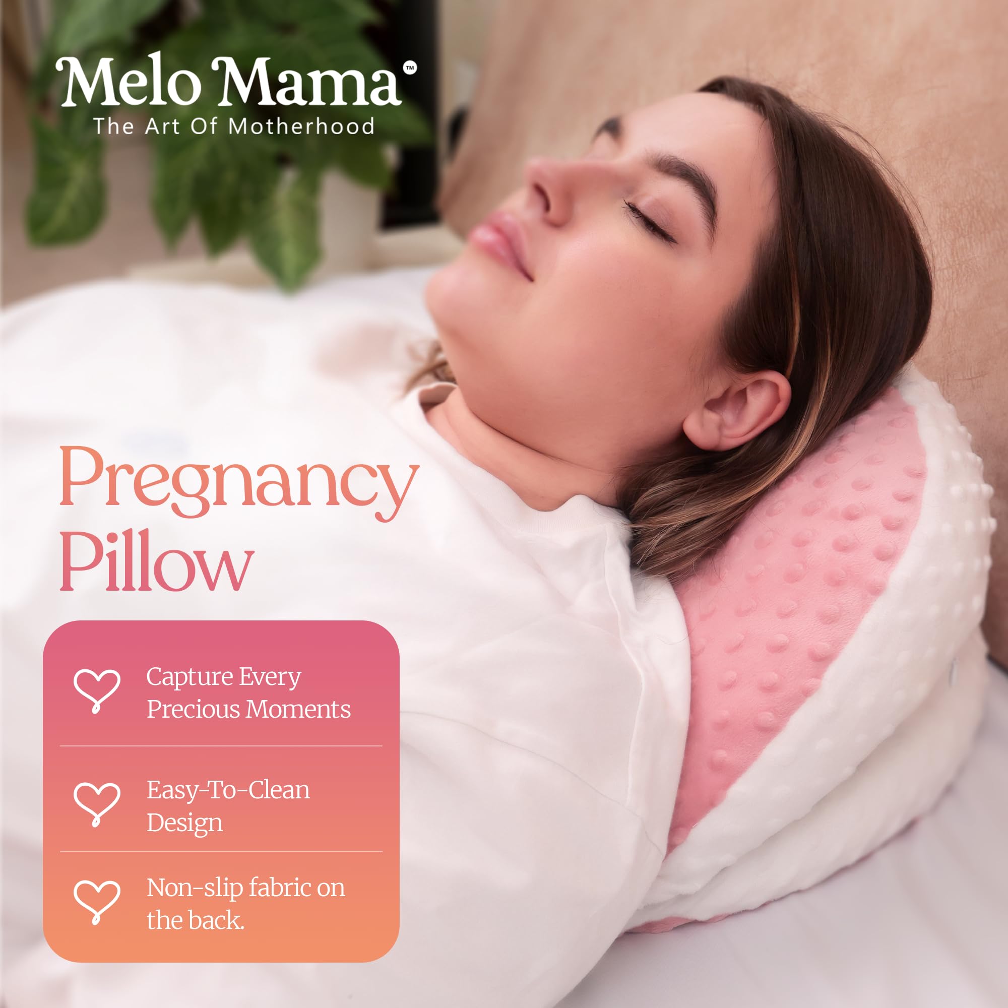 Melo Mama Pregnancy Wedge Pillow, Maternity Pillow, Portable Pregnancy Pillow, It’s Suitable for Back & HIPS, Ideal for Sleep, Rest, & Sitting, Removable Washable Cover