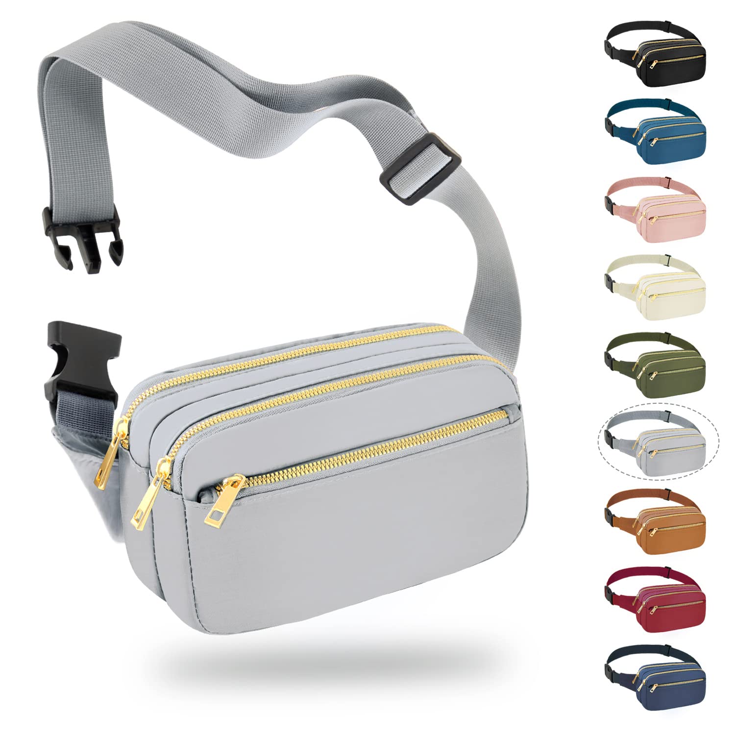 FIORETTO Fanny Packs for Women Men Fashion Crossbody Belt Bag with 3