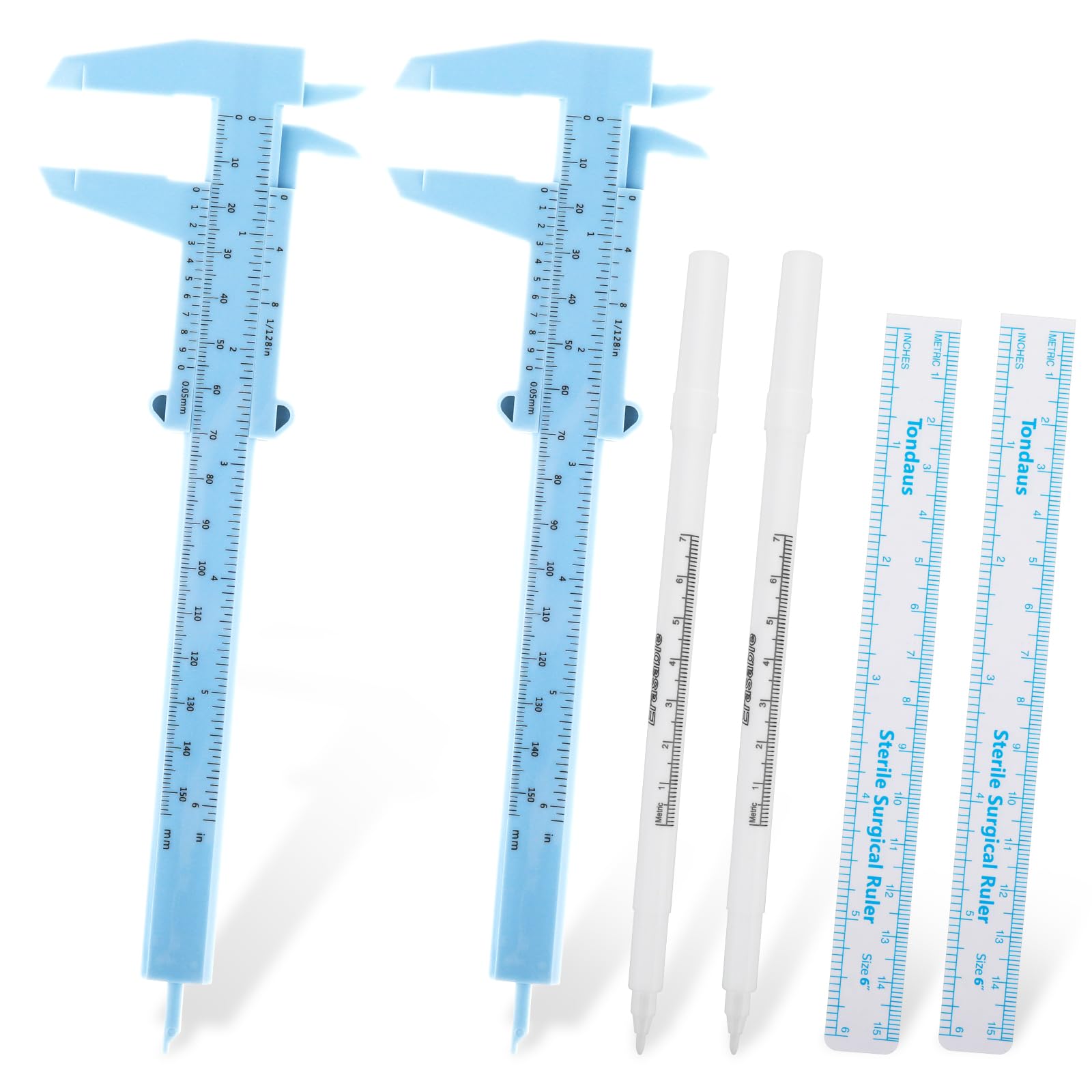 cobee 6 Pcs Brow Mapping Pen Set, Eyebrow Pen with 2 Calipers And 2 Straightedge, Eyebrow Mapping Pencil Permanent Makeup Measuring Tool for Skin Artists Eyebrow