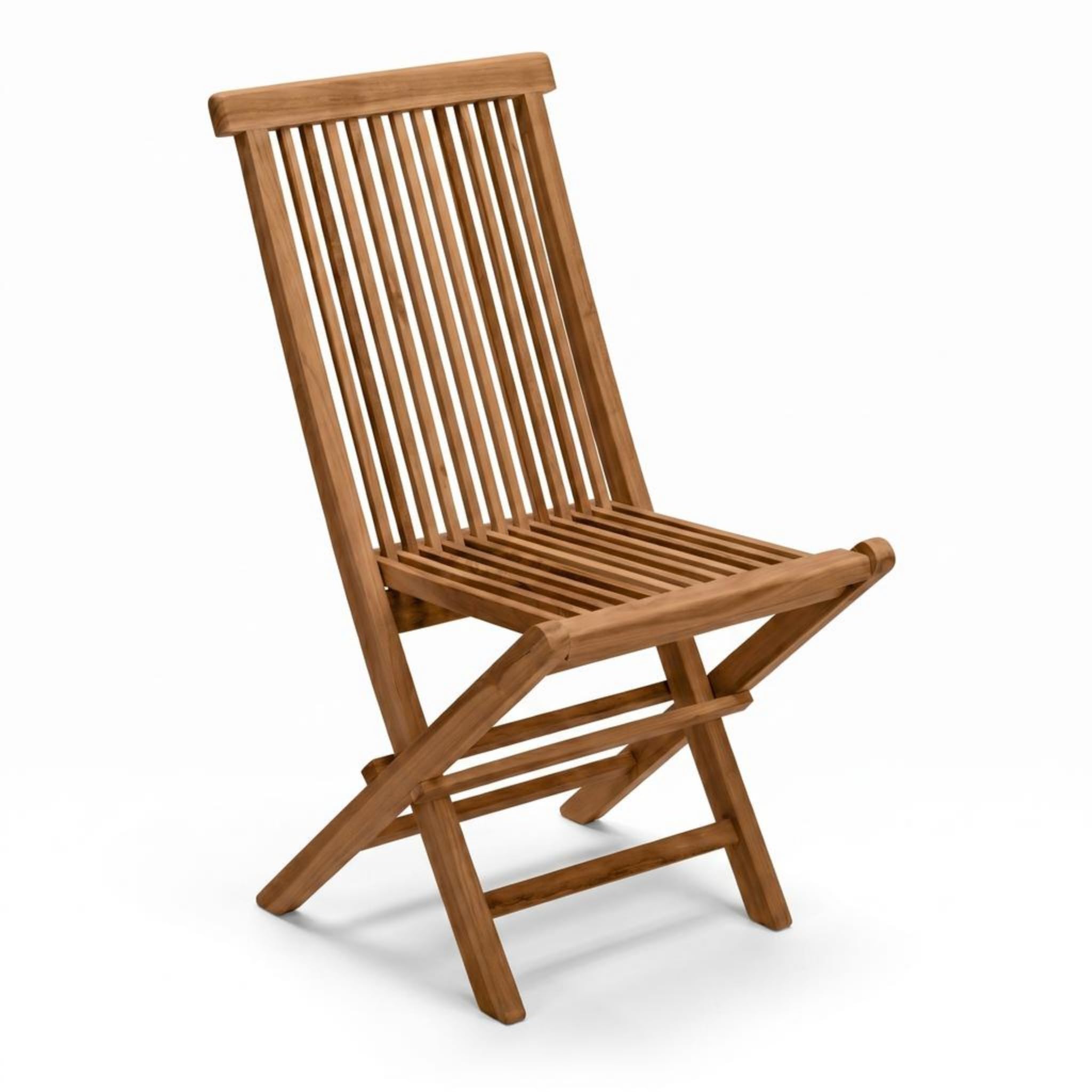 SAM Premium Klappstuhl Menorca, Balkonstuhl Teakholz massiv lackiert, klappbarer Gartenstuhl ohne Armlehnen bis 150 kg, wetterfest für Garten Terrasse Balkon Wintergarten Outdoor, Unikat