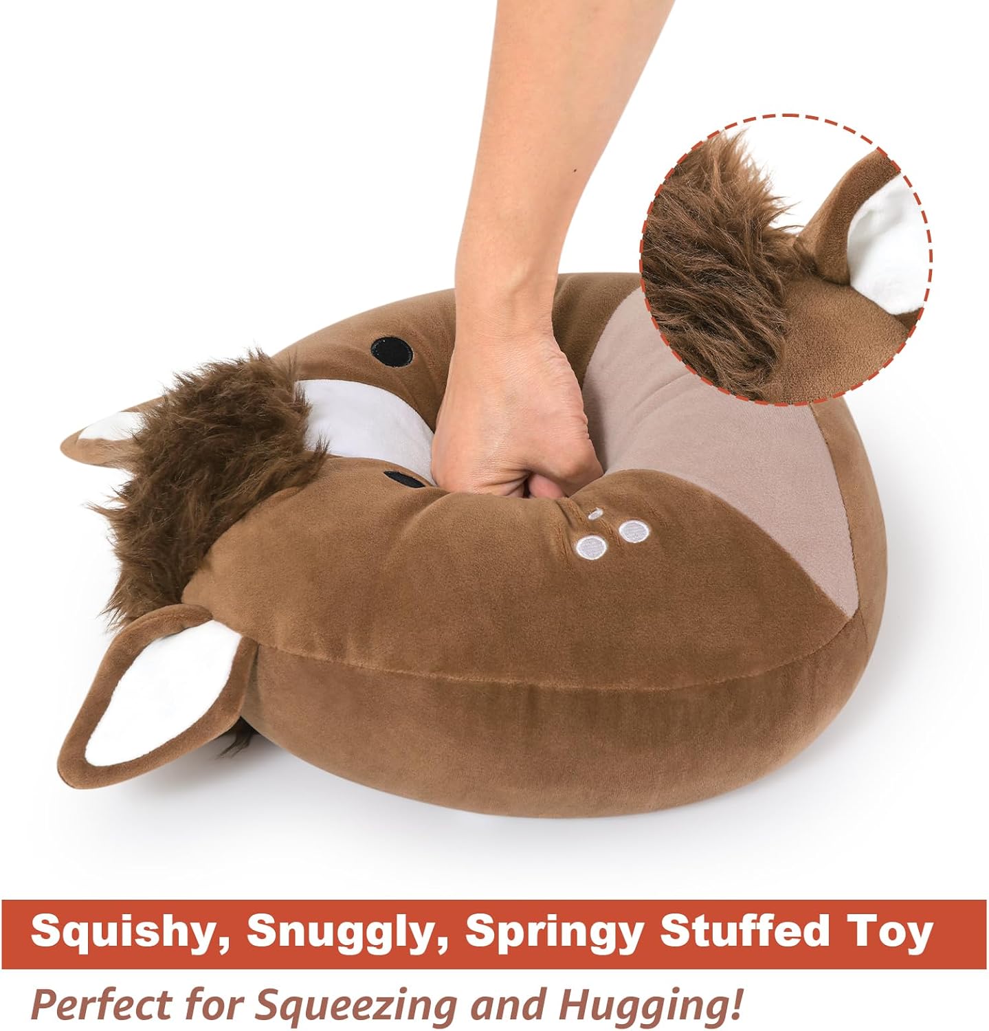 PEACH CAT Original Quarter Horse Stuffed Animal 12" Cute Horse Plush Soft Plushies Toys Gifts for Kids Adults Brown