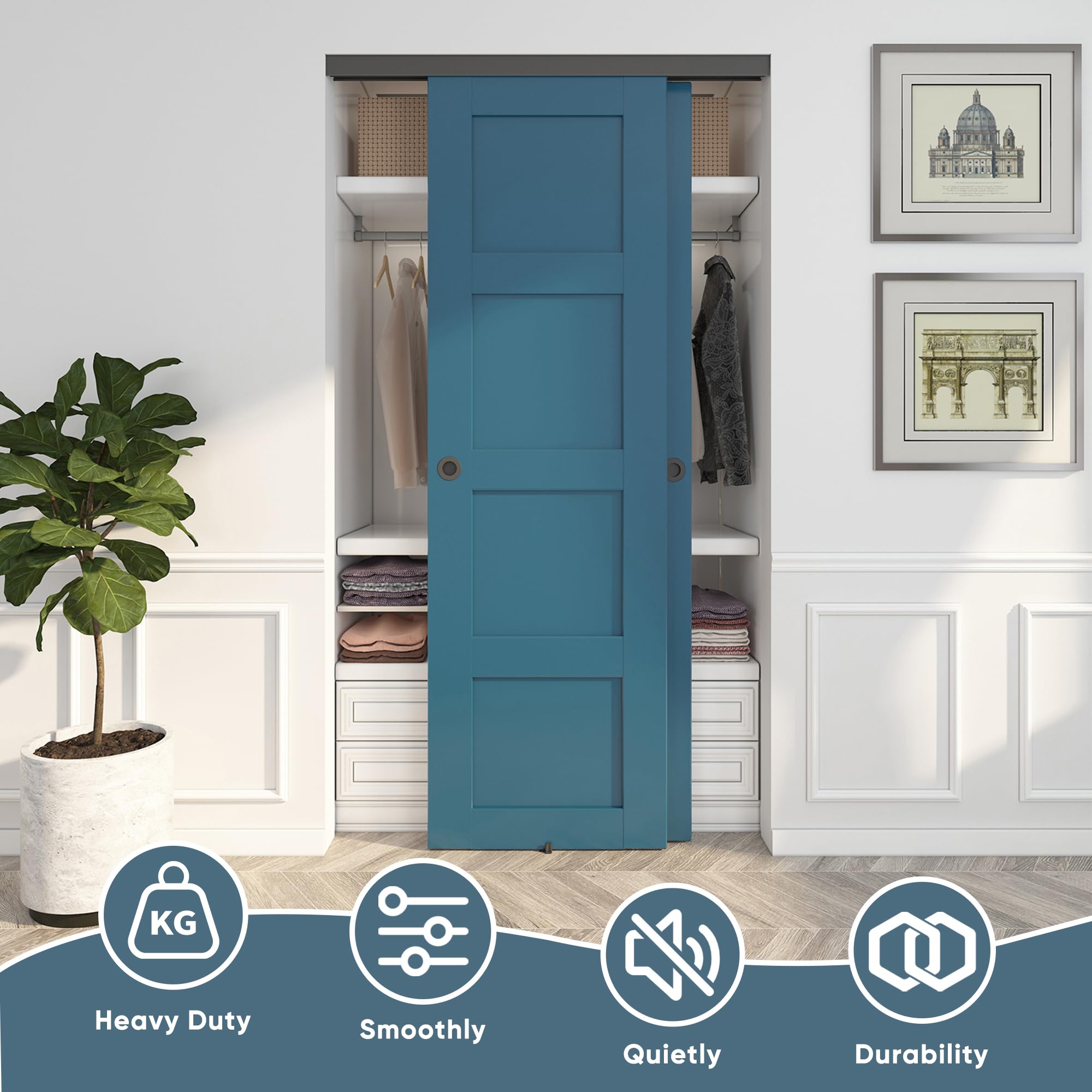 Amazon.com: JUBEST 4FT/48 Heavy Duty Bypass Door Hardware with