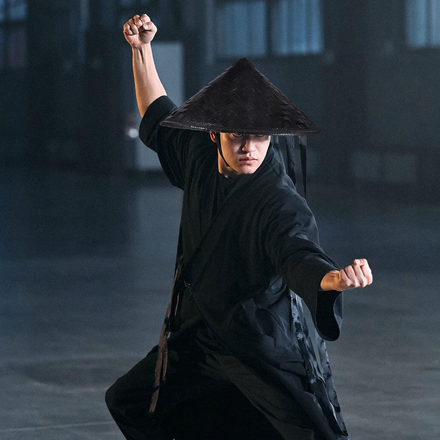 Rice Hat Handmade Japan Samurai Hat Bamboo Knight Cosplay Rice Black Cap Cone