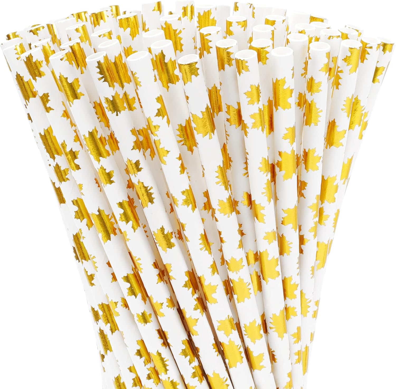 Gold foil maple leaf straws - Friendsgiving ideas | Leah E. Moss Designs