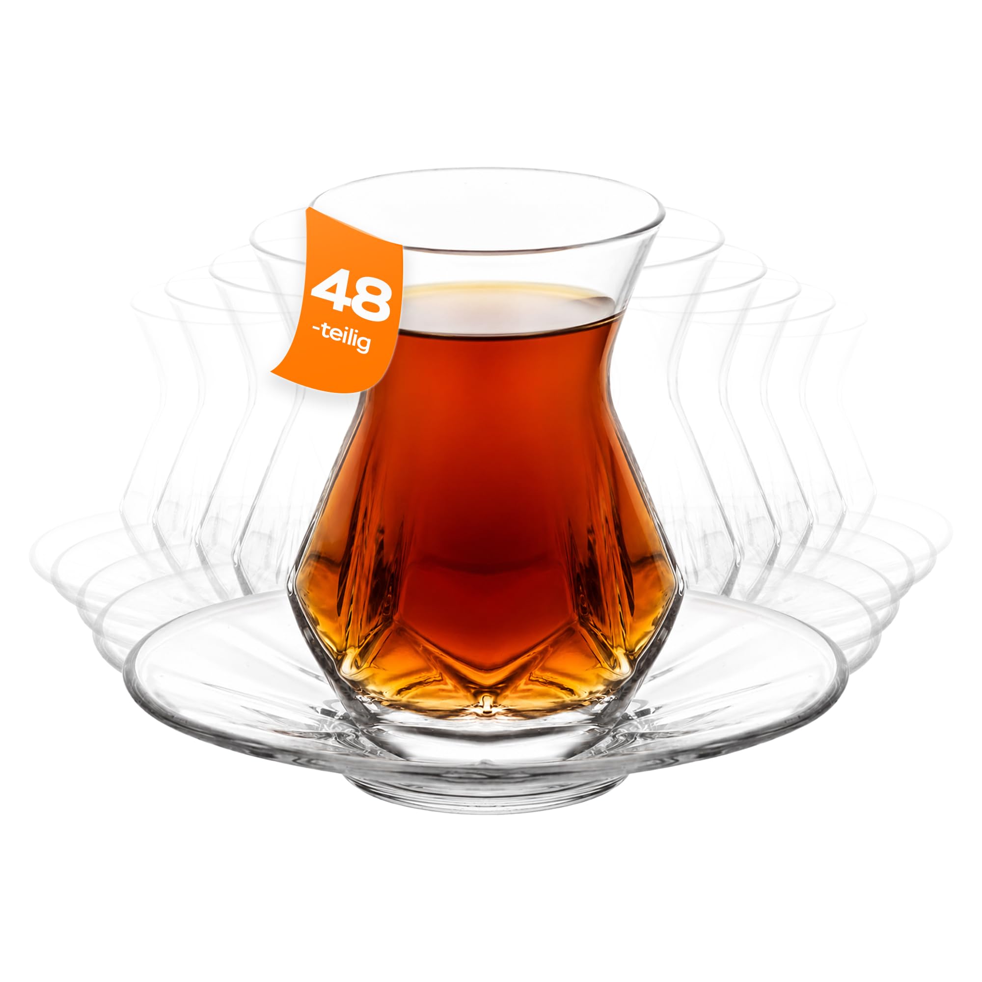 NORDIC SCHILLER Türkische Teegläser Set 165ml 48-teilig
