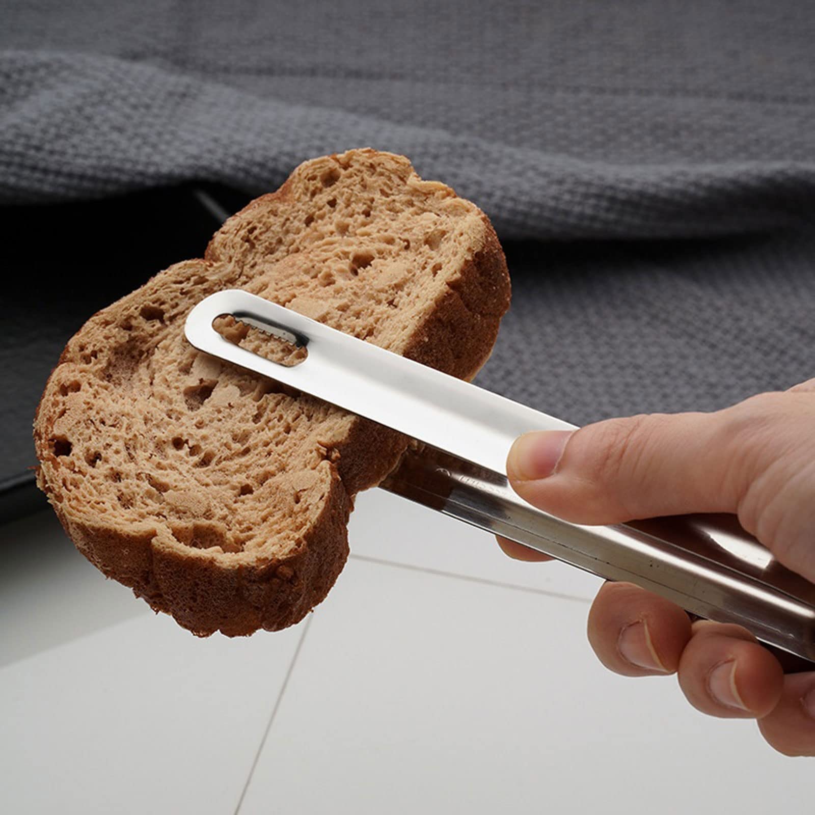 Pinzas para Hielo de Acero Inoxidable con Dientes para Cubitos de Hielo, Pinzas para Barbacoa, Pinzas Huecas para Pasteles, Pan, Parrilla, Carne, Accesorios de Cocina para el hogar