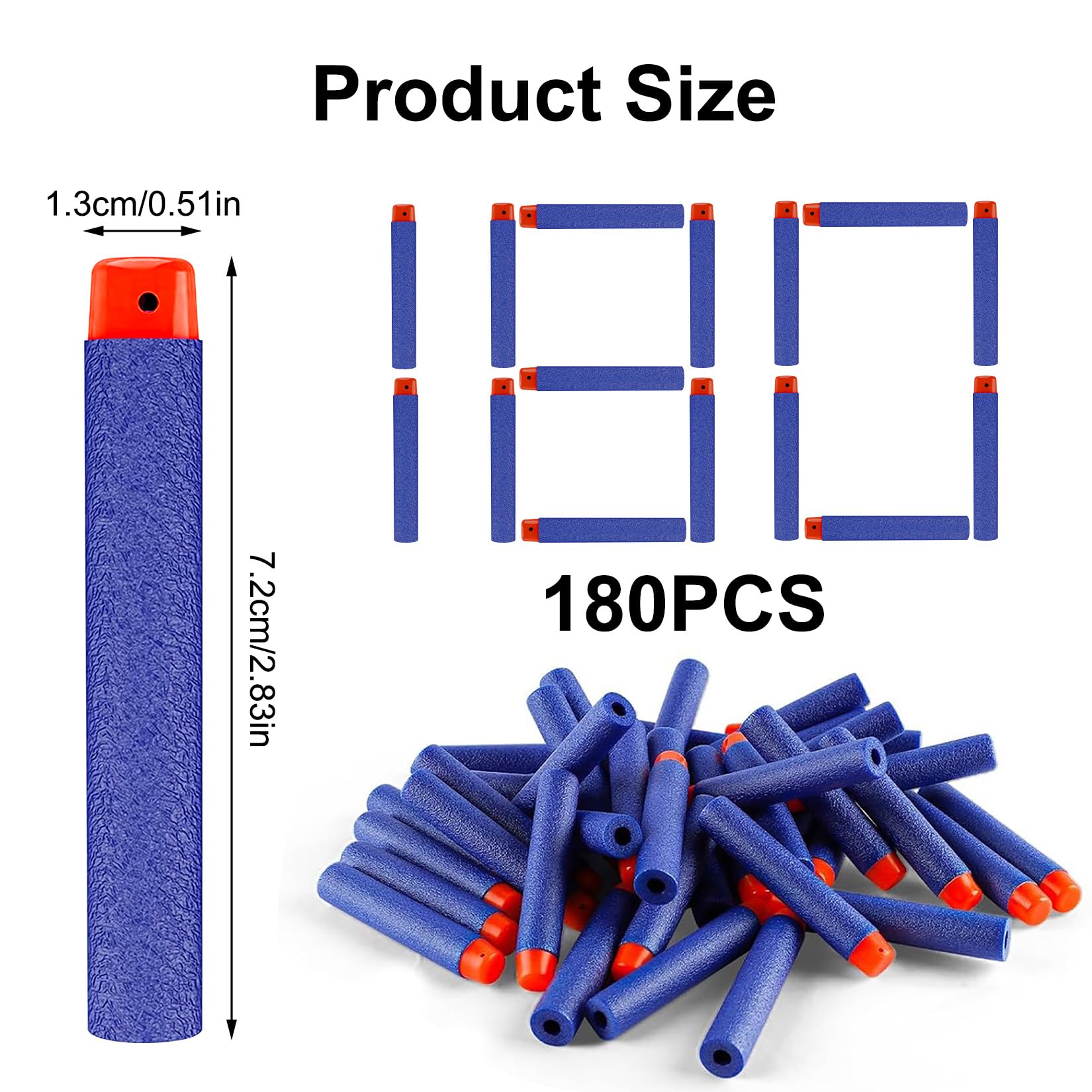 180 sztuk strzałek piankowych do pistoletów Nerf, zapasowe strzały z pianki, piankowe strzały do pistoletów Nerf Elite 2.0, uzupełnienie akcesoriów do strzelania, zabawkowe ulubieńce na imprezy (180