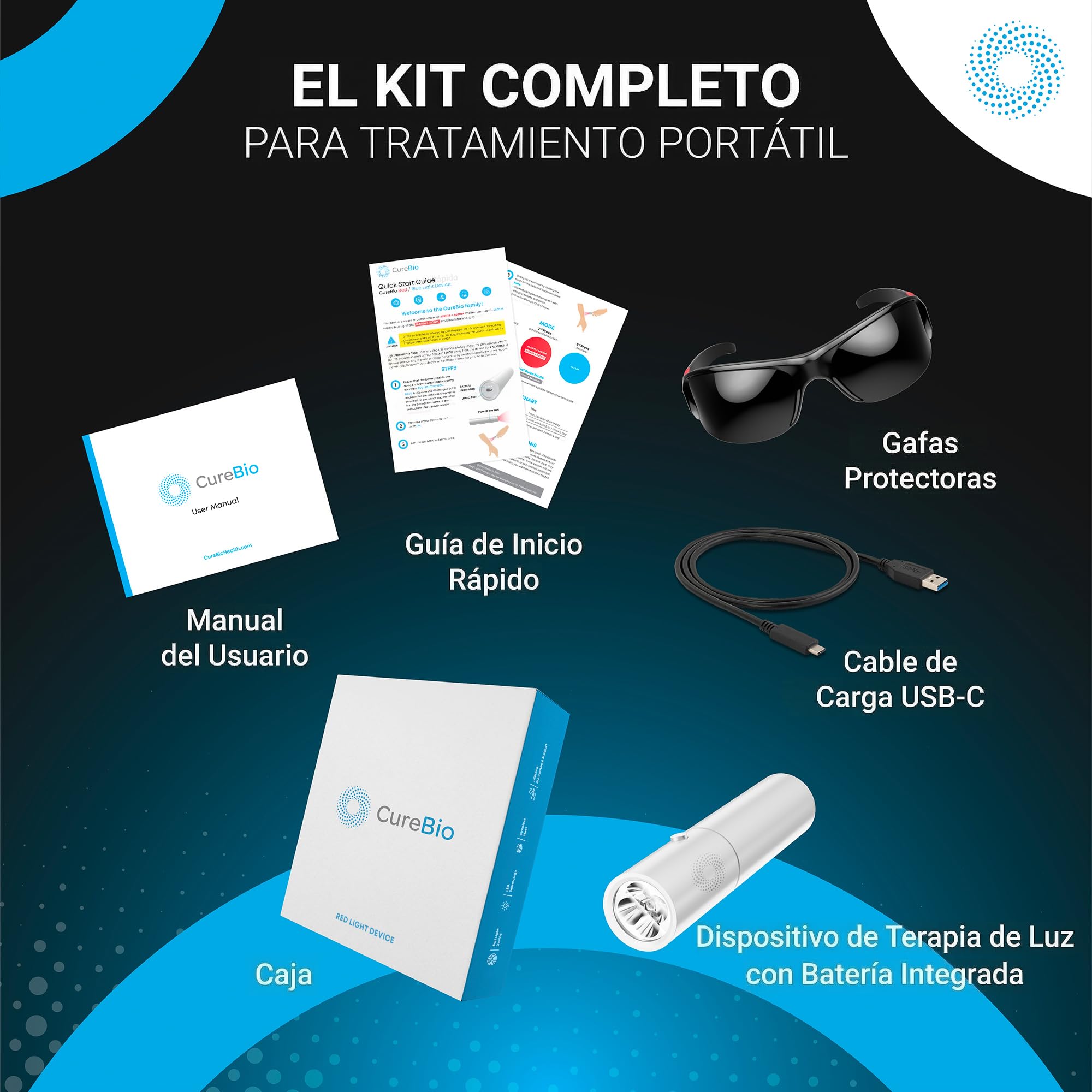 Linterna de luz roja, NIR y azul (blanca), portátil, 5 LED