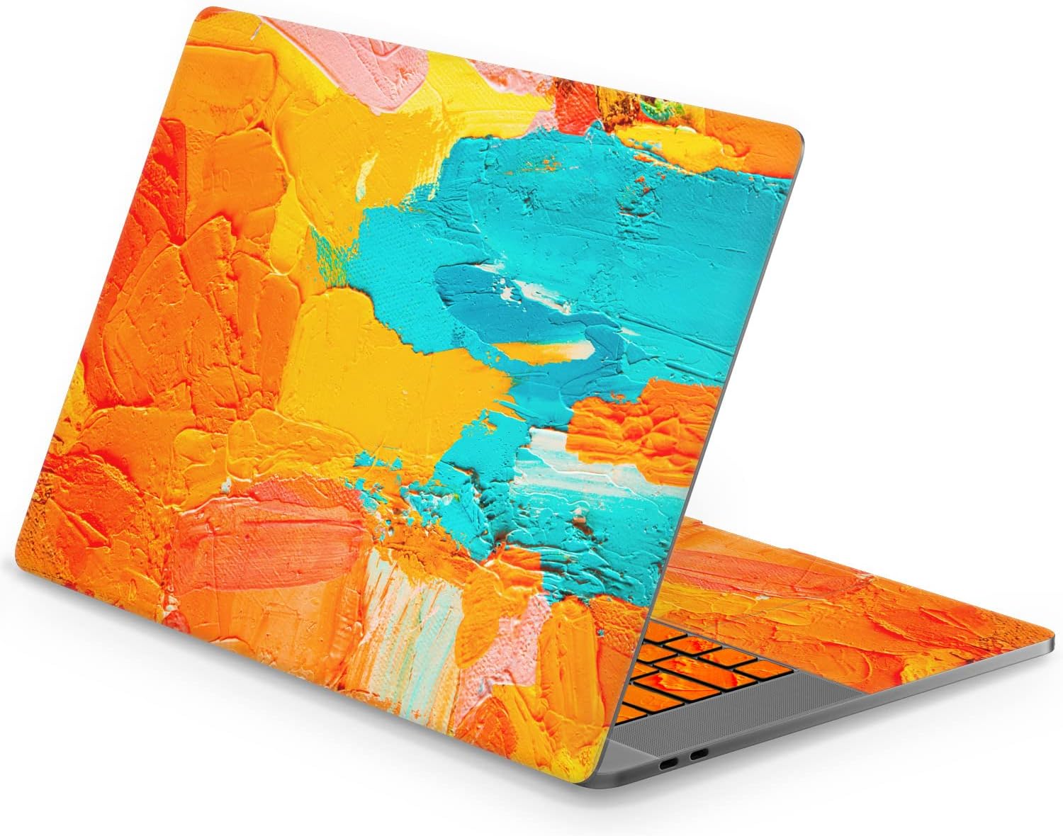 Mertak Vinyl Skin Compatible with MacBook Air 13 M2 M1 2023 2022 Pro 16 inch 15 14 2021 2020 2019 Laptop Orange Top Abstract Wrap Paint Oil Art Strokes Keyboard Sticker Decal Cover Simple Trackpad