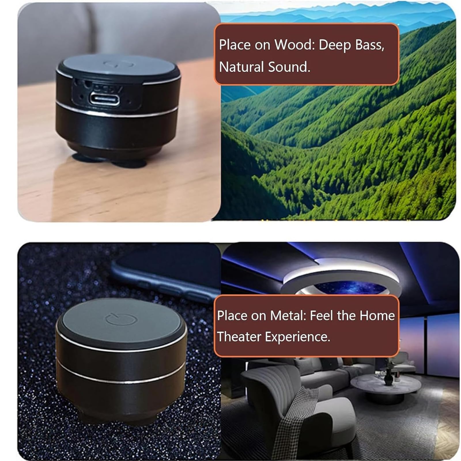 Buzzgo Speaker,Mini Buzzgo Speaker Bone Conduction, Bone Conduction Resonance Subwoofer with Suction Cup, Portable Wireless Subwoofer for Bathroom, Outdoor, Travel-BLACK