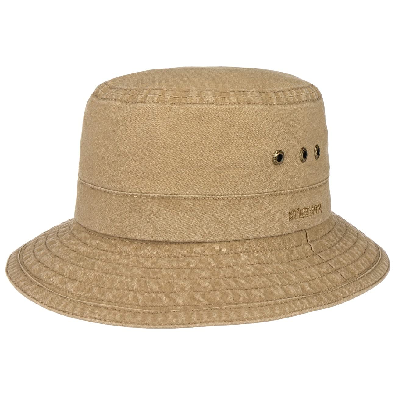 Stetson Reston Casual Hat Ladies Men Sustainable Organic Cotton Floppy Packable Fishing Hat UV Protection 40 Plus Spring Summer Dark Beige