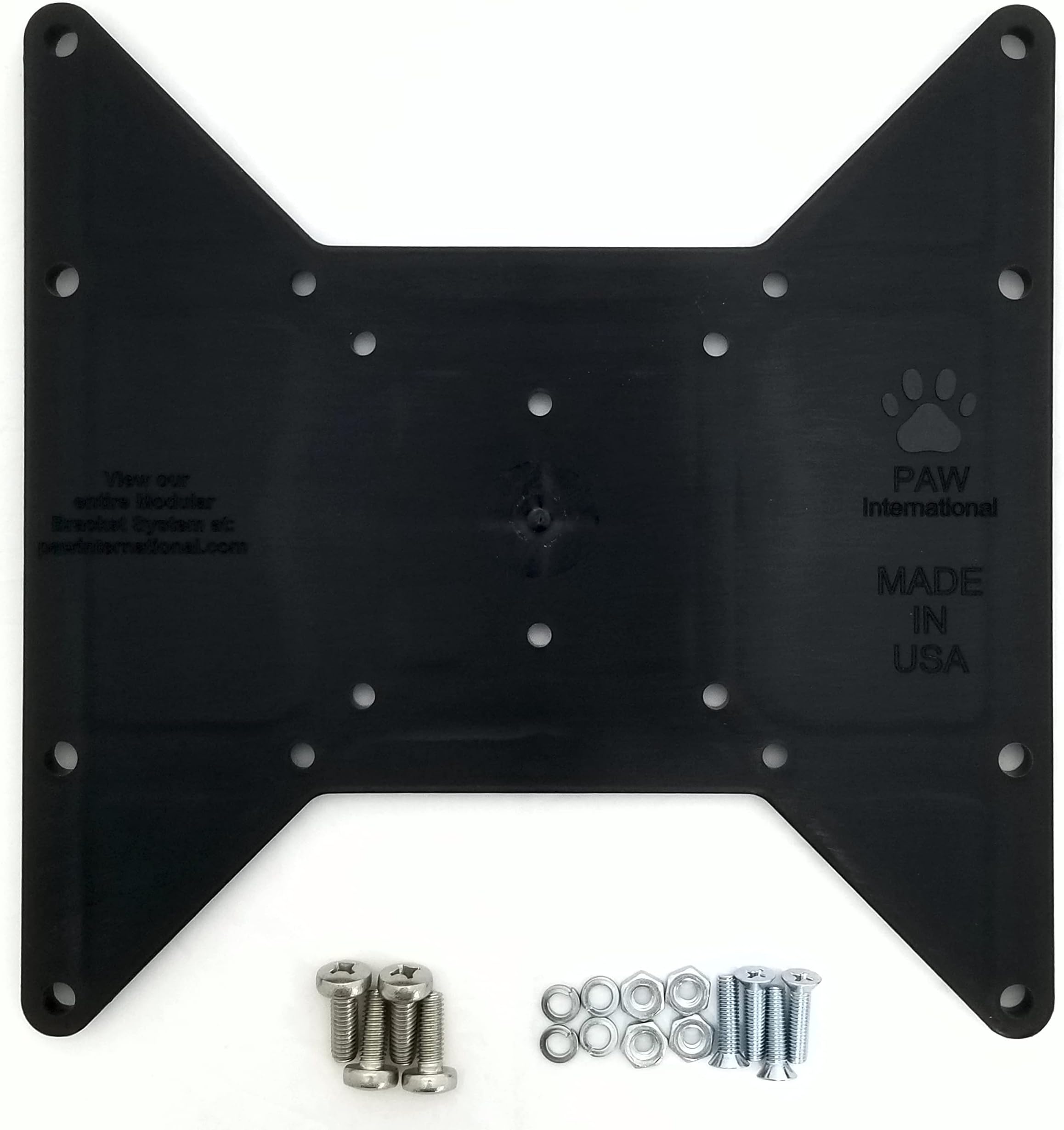 PAWInternational Polymer VESA Adapter Bracket Plate for TV or Monitor Mount | Includes 75x75, 100x100, 200x100 (Vertical or Horizontal), and 200x200 Patterns | Includes Hardware and 6mm TV Screws