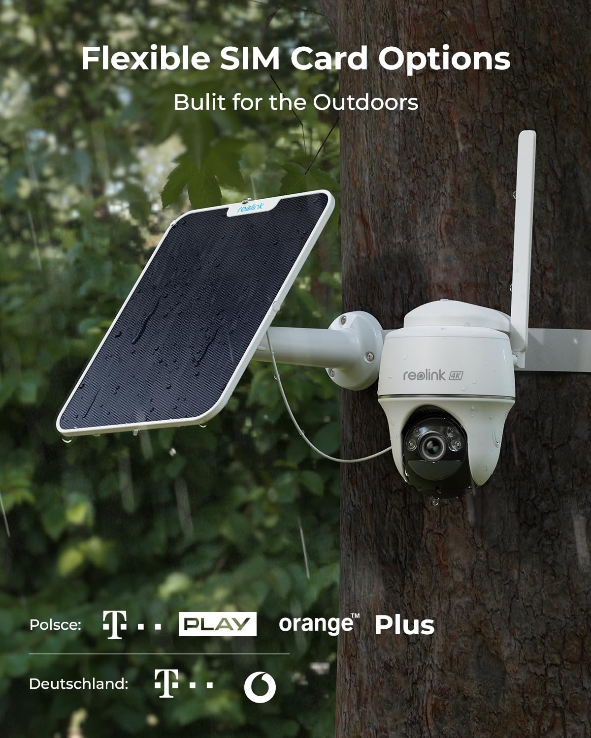 Reolink 3G/4G LTE Security Camera Outdoor Wireless, 4K/8MP Camera Wireless with Solar, Person/Vehicle Detection, Go PT Ultra + Solar Panel