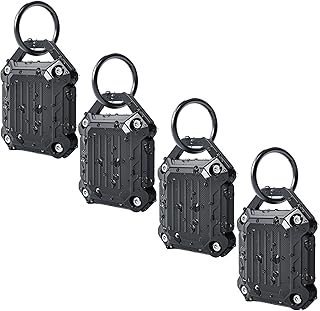 Dovick- Waterproof Airtag Keychain Holder Case,Screw Full Cover Compatible with Apple Air Tag Tracker Key Ring (Black 4Pack)