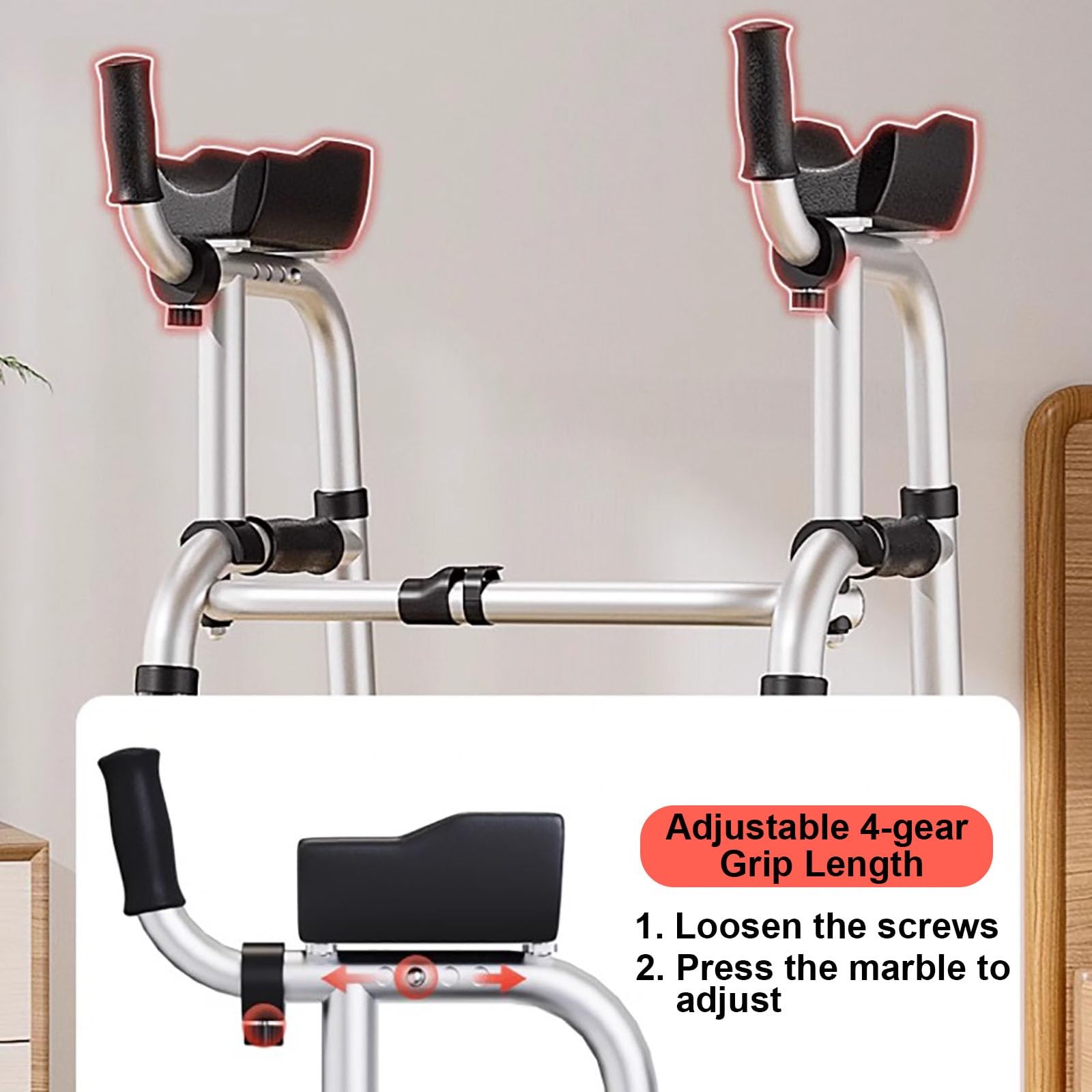 Andador de 4 Ruedas con Asiento y Frenos,Plegable,con Asiento y reposabrazos extraíbles,4 Ruedas,Altura Ajustable,Plegable,Apto for Personas Mayores y Personas con Movilidad Reducida