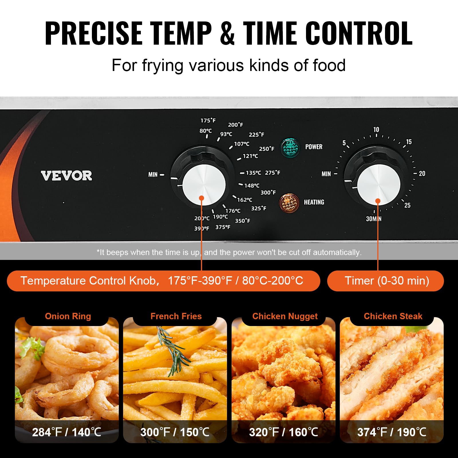 VEVOR Friggitrice Commerciale Elettrica da Banco a Doppia Vasca 3000 W, 2 Friggitrici a Olio 8,5 L con 2 Cestelli, Acciaio Inox Spesso 1 mm, Controllo Tempo Temperatura, per Uso in Cucina Ristorante