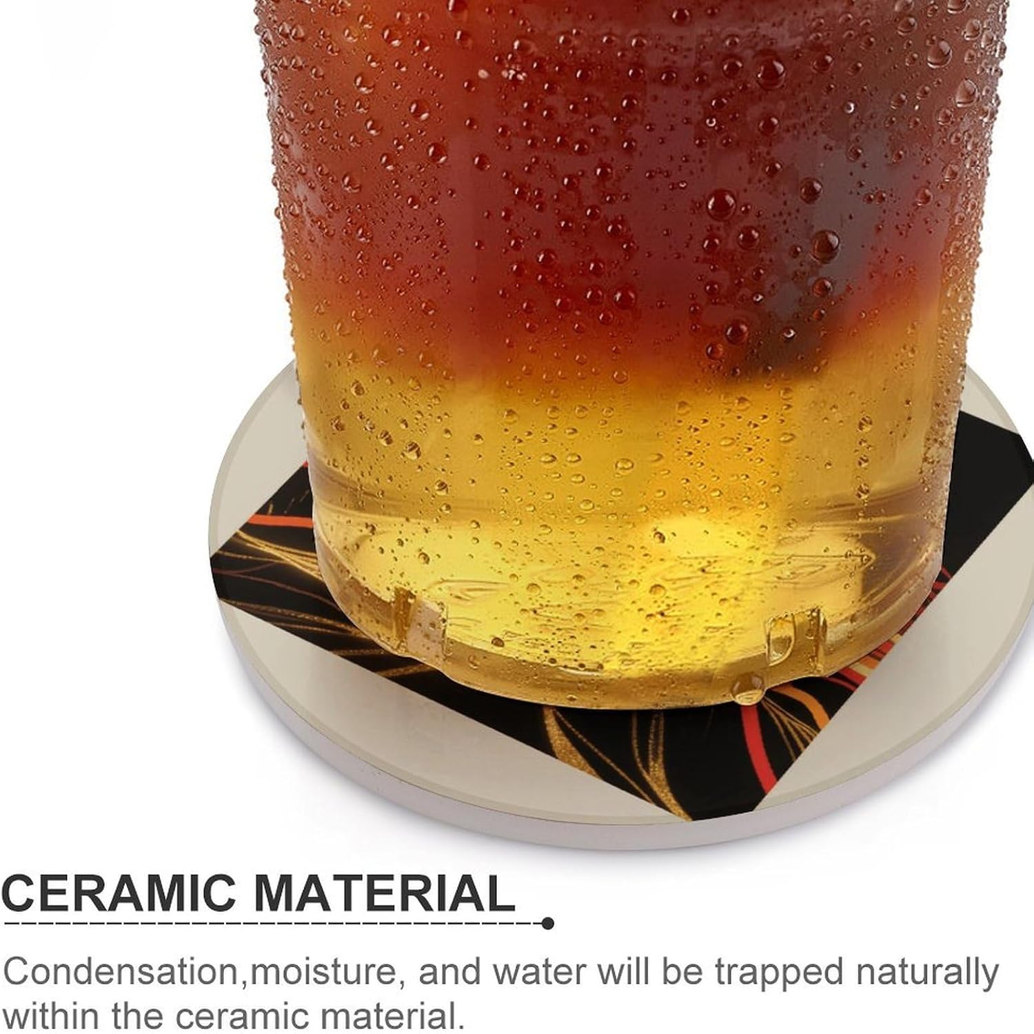 6PCS Abstract Mountain Coasters Non-Slip Round Drink Coasters with Ceramic Stone and Cork Base, Heat Resistant Absorbent 33.00Stone Coaster Set for Kinds of Mugs and Cups, 4 Inch