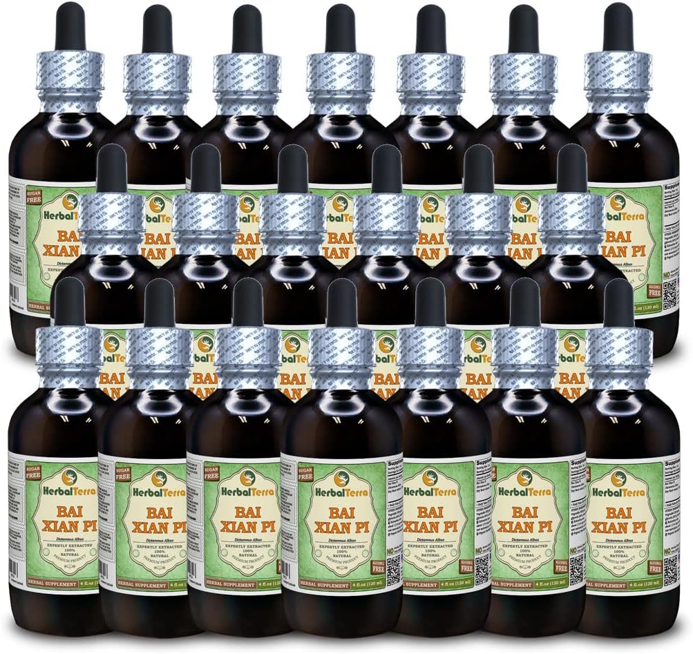 Bai Xian Pi (Dictamnus Albus) Tincture, Dried Roots Liquid Extract (Brand Name: HerbalTerra, Proudly Made in USA) 2x4 fl.oz (2x120 ml)