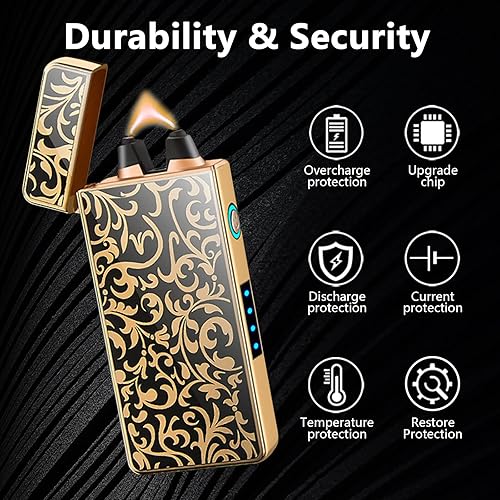 Miniatura 5 de Encendedor de arco resistente al viento, recargable por USB, plasma, sin llama con indicador de batería, ideal para velas, barbacoas y fuegos