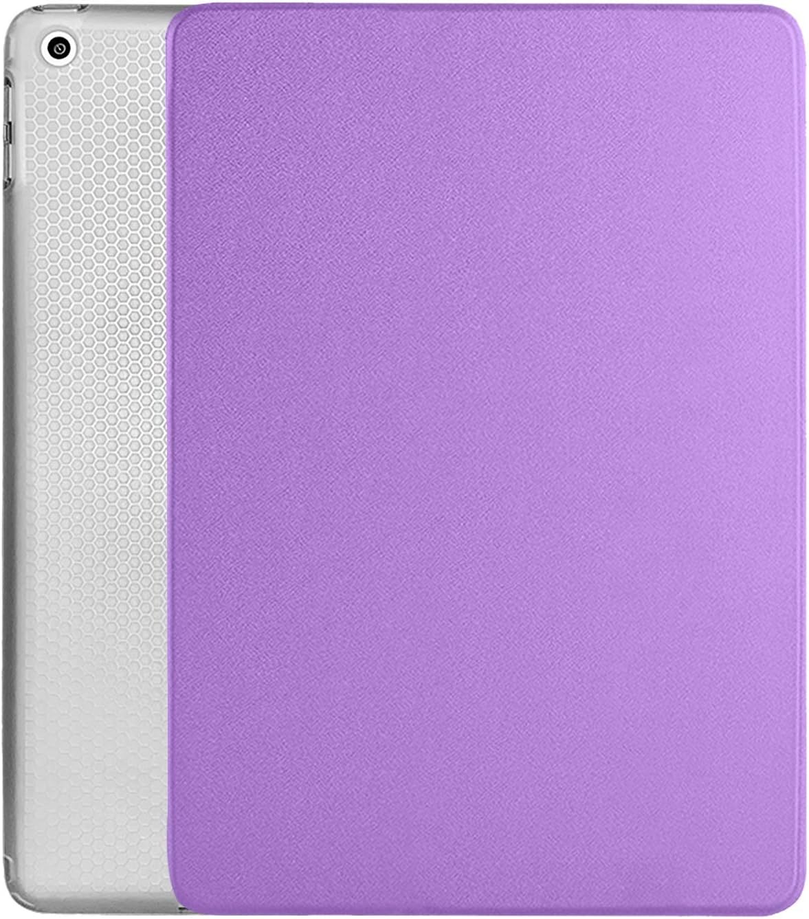 iPad 6 5 9.7 Inch [iPad 2018 6th iPad 2017 5th Gen ] A1893 A1822 A1954 MP242LL/A MP252LL/A MPGA2LL/A MRM52LL/A MR702LL/A MR6Y2LL/A Trifold Smart TPU Transparent Back Cover Adjustable Stand - Purple