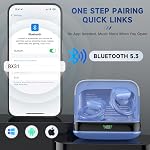 Écouteurs sans fil Bluetooth 5.4, écouteurs à réduction de bruit avec 75 heures d'autonomie, affichage LED de la puissance, écouteurs étanches IPX7 pour le sport/entraînement