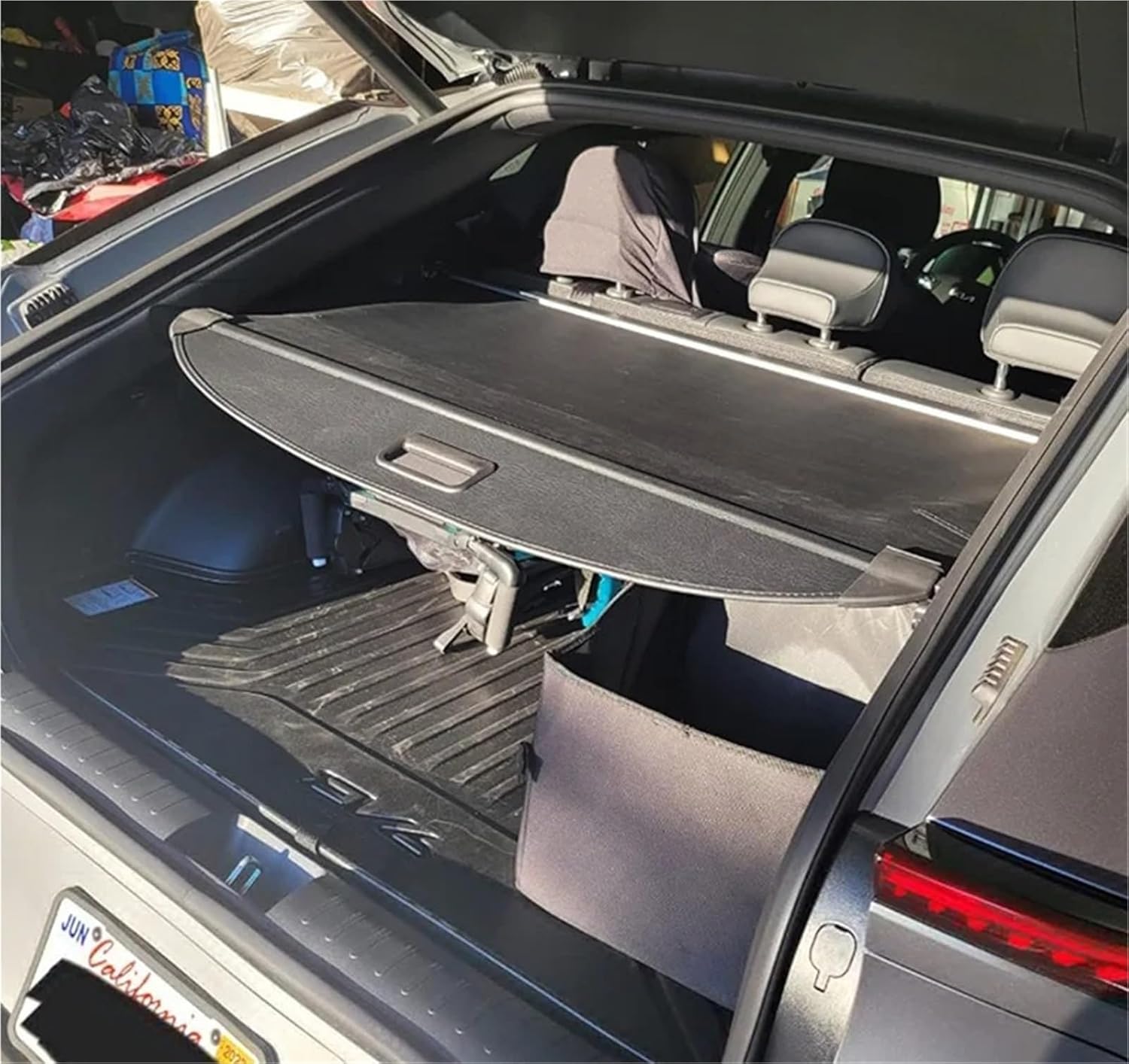 for Kia EV6 2022-2026 Auto Trunk Curtain Organizer Cover Cargo Rear Rack Luggage Storage Waterproof Shield Shade(PU Leather)