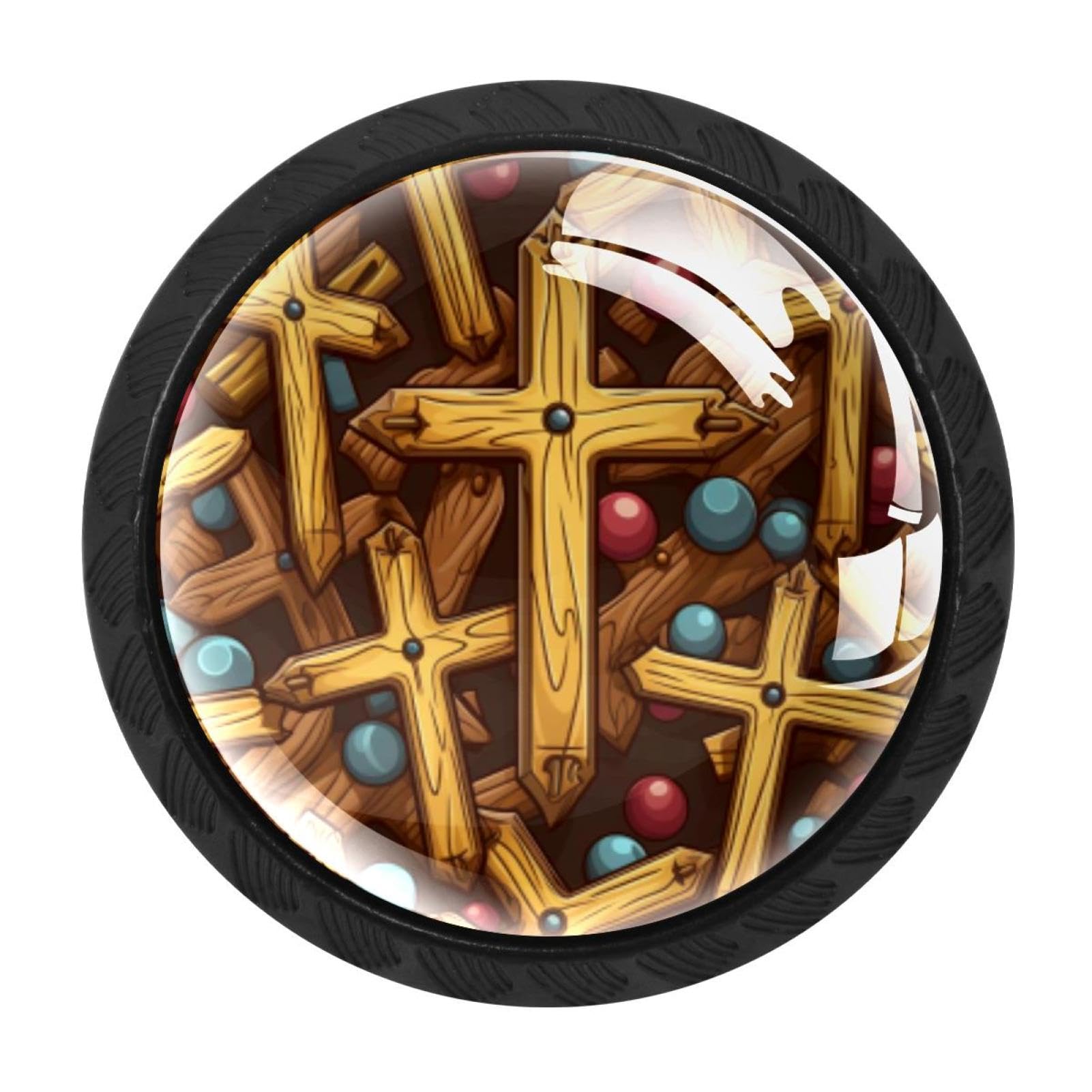 Chenzzzz Multicolored 01 4 Pieces Easter Cross Drawer Knobs, 35Mm Black Cabinet Knobs, Drawer Pulls And Knobs, Dresser Drawer Knobs, Cabinet Hardware Kitchen Cabinet Knobs