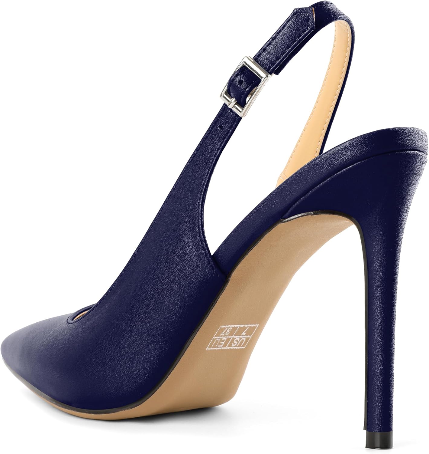 SAMMITOP Women's Slingback Pumps High Heel Pointed Toe Ankle Strap Office Party Dress Shoes 4 Inch - Image 6