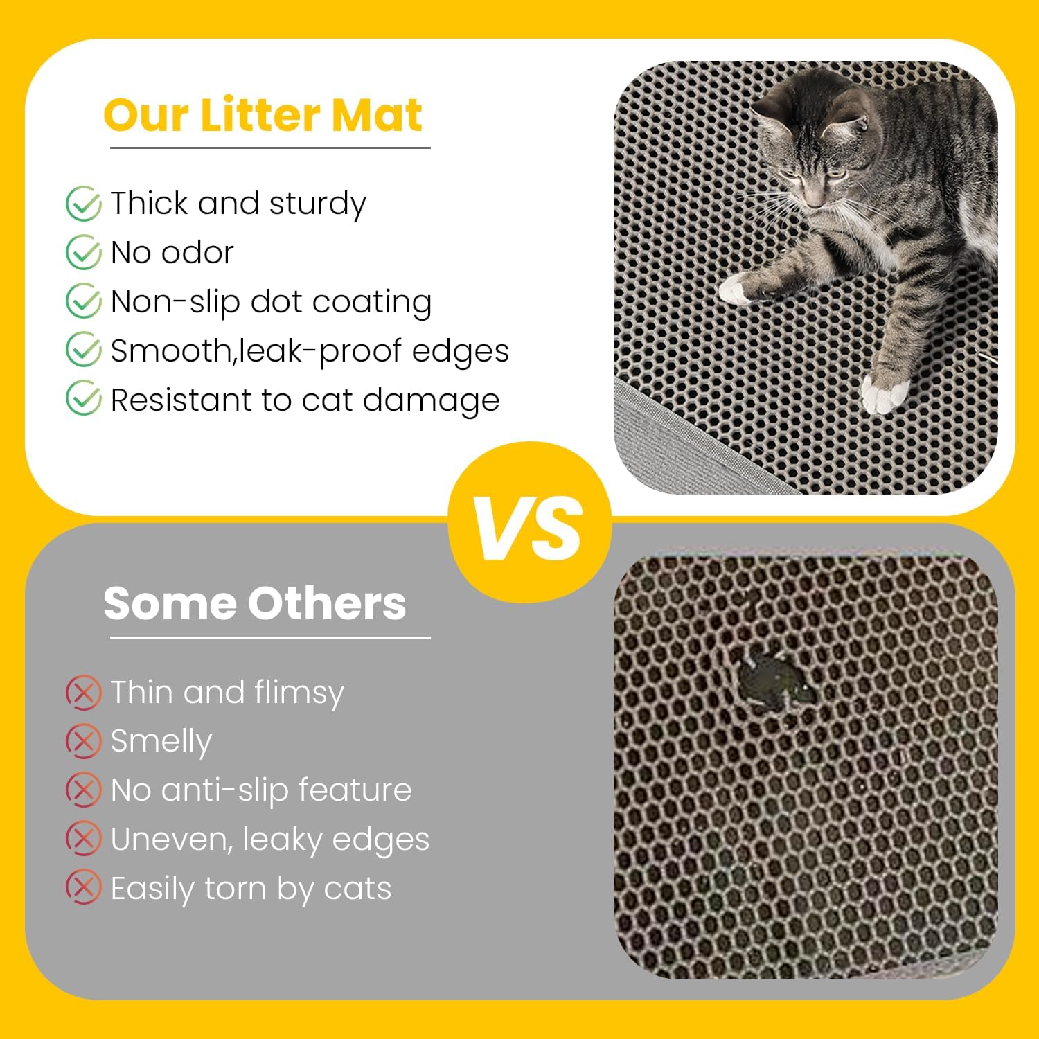 Cat Litter Mat, Upgrade Super Waterproof Back Layer Litter Box Mat, Non Slip, Durable, Soft on Paws Kitty Trapping Matt (34"x26", Gray) image 4