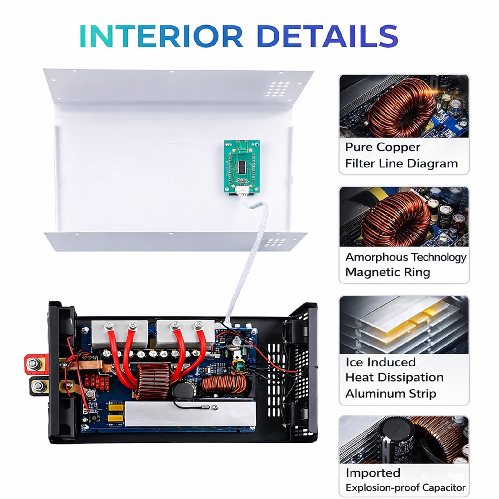 Inverter a Onda Sinusoidale Pura 6000W, Inverter Auto DC 12V/24V/48V a 110V/220V AC con Prese AC e Display LCD, per Veicoli e Camper 12V8000W