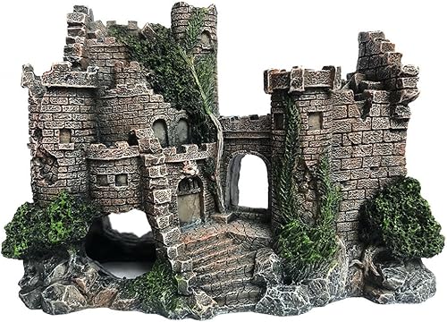 SLOCME Adornos de acuario Decoraciones de castillo de resina, accesorios para peceras, accesorios ecológicos, adorno de acuario de castillo de pecera
