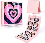 DLseego Cas de carte de jeu pour commutateur Lite/Switch/Sélecteur OLED, amour coeur brillant Reflective Gradient Switch Jeu carte mémoire Portable Storage avec 12 Fentes de cartes de jeu et 12 Micro SD Fentes de cartes - jaune