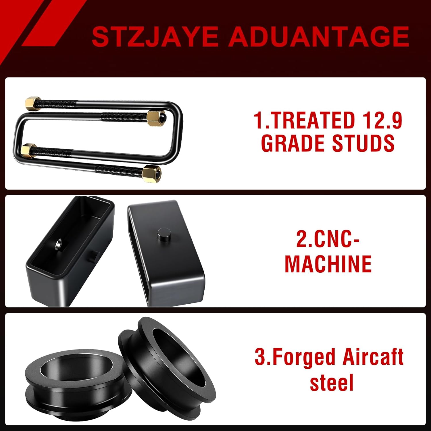 3"F+2"R Leveling Lift Kit Compatible with 1999-2006 Chevy Silverado 1500 GMC Sierra 1500, 3in Front Lift Spacer and 2in Rear Lift Block for Silverado Sierra 1500 Classic 2007, Level Lift Kits