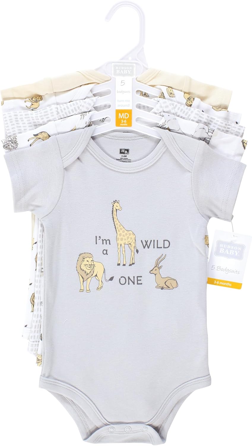 Hudson Baby Unisex Baby Cotton Bodysuits 5-pack