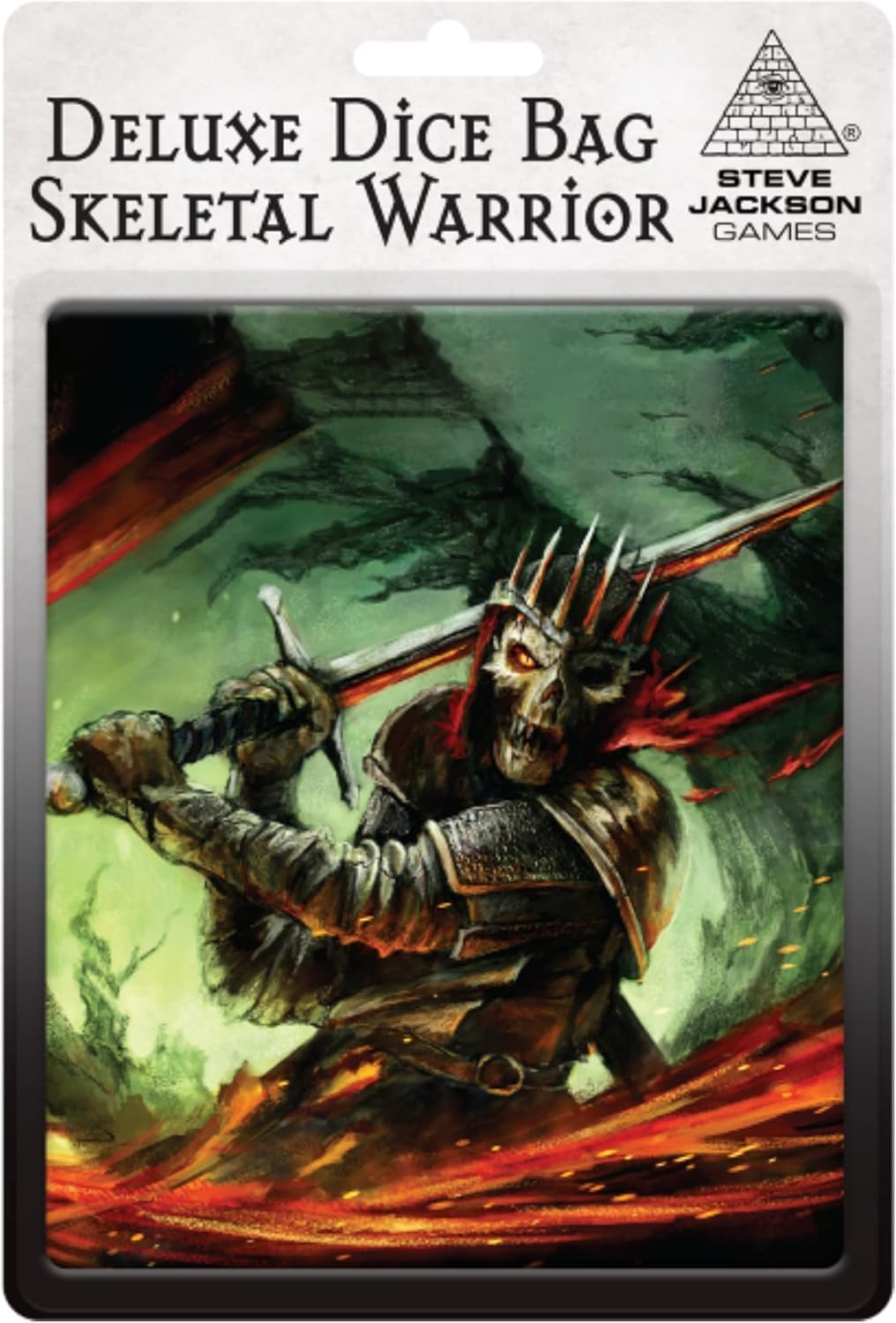 Deluxe Dice Bag: Skeletal Warrior | Large Drawstring Bag 7” x 7” | Printed Fabric | Holds Over 100 Dice for Roleplaying Game | from Steve Jackson Games
