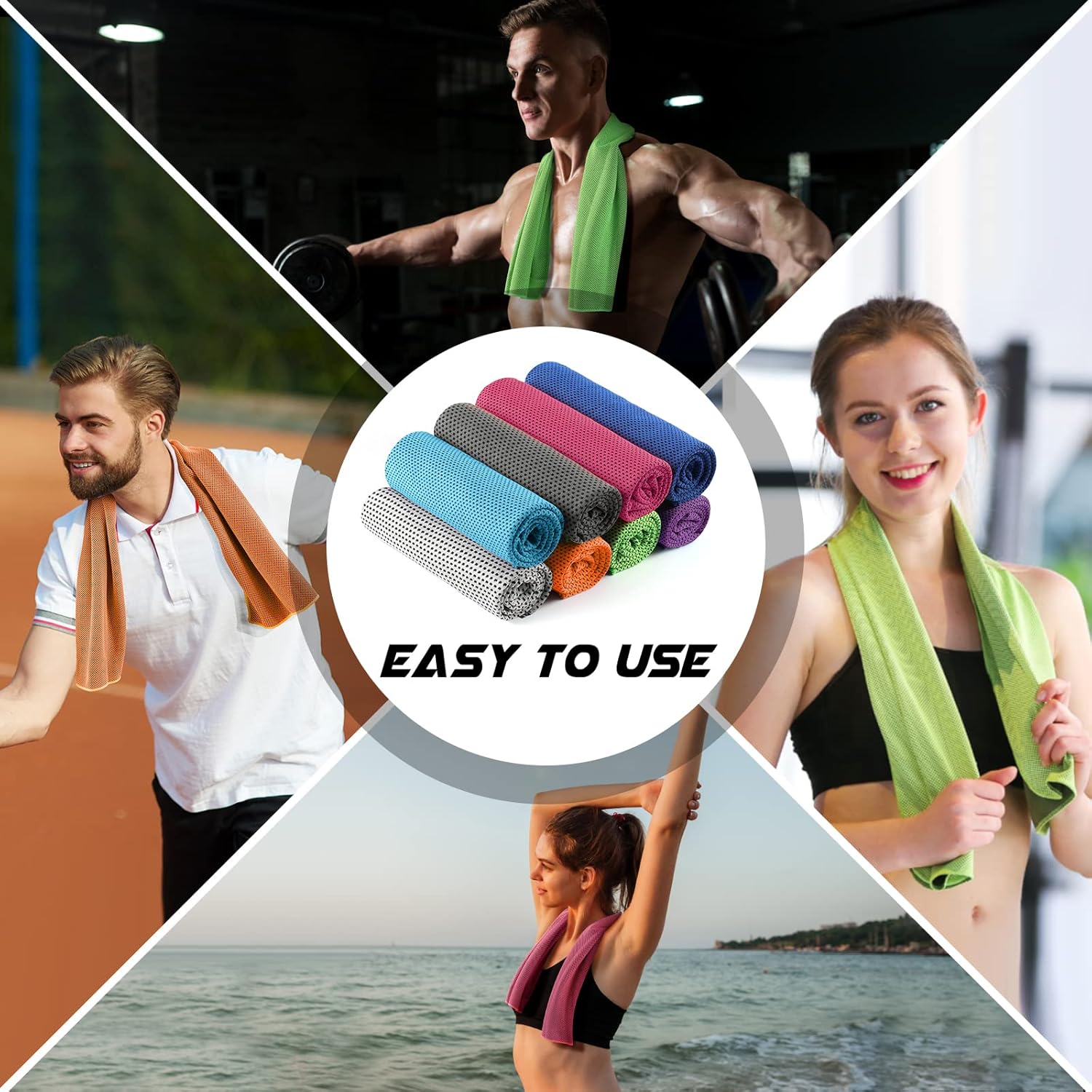 Cooling Towel, Quick Dry Towel,8 Pack Cooling Towels for Neck and Face, Golf Towel, Soft Breathable Yoga Towel,Microfiber Gym Towels Camping, Hiking, Bowling, Travel Outdoor Sports Towel : Sports & Outdoors