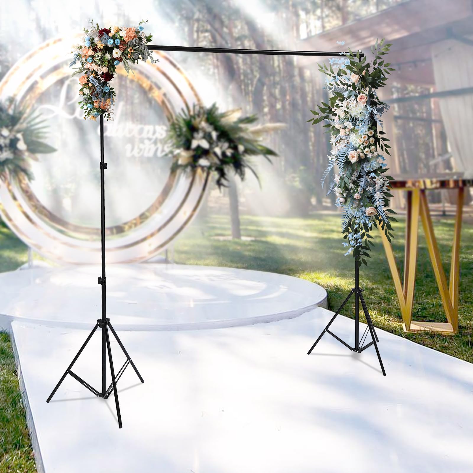 2 * 3m Sfondo per Studio Fotografico, Supporto per Sfondo con Treppiede, Sistema di Sfondo, Può Essere Usato con Musselin, Schermo Verde, Tela, Tende, Banner, per Studio Fotografico, Fotografia di