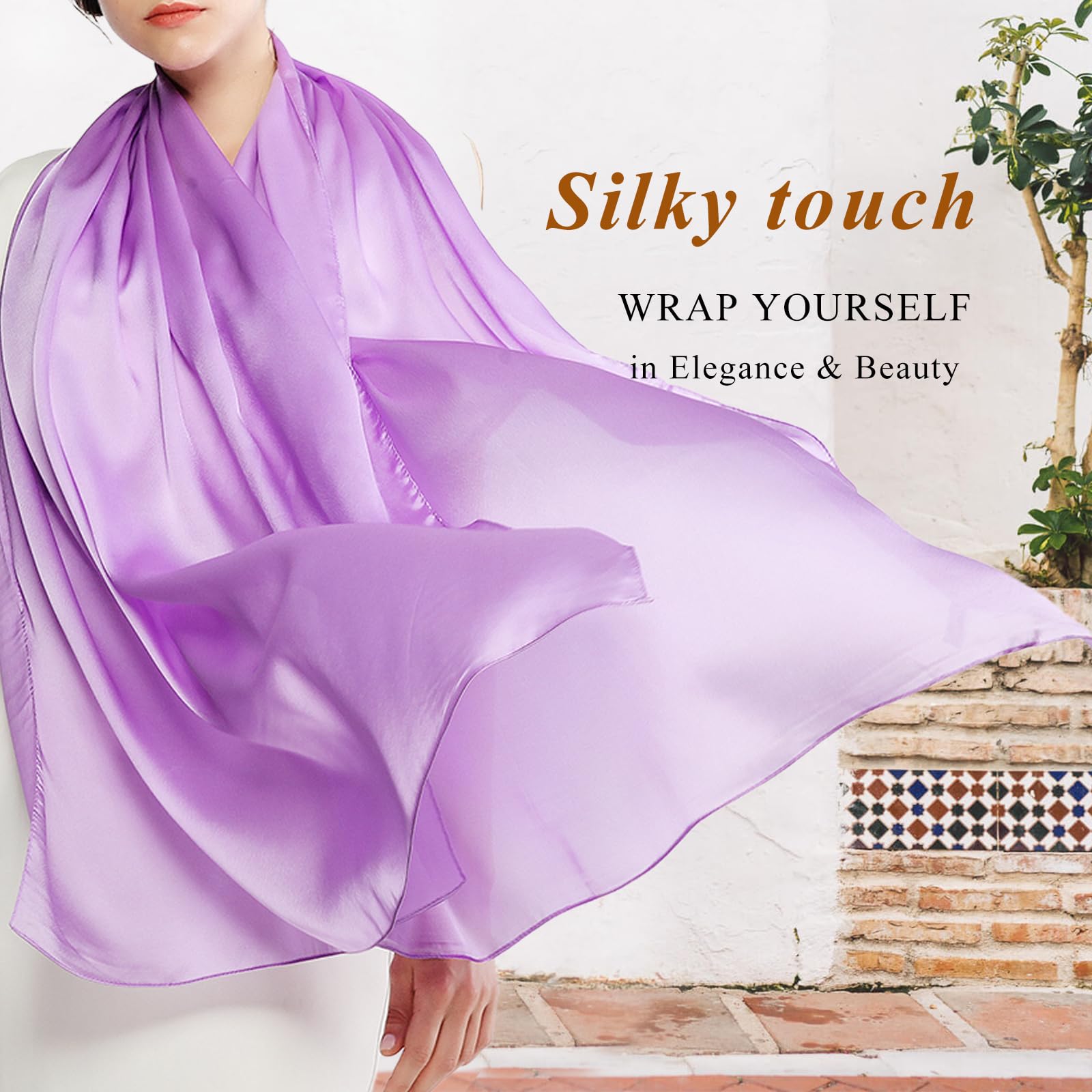 RIIQIICHY Foulard Sciarpa Seta Donna Pashmina Stola Scialle Cerimonia Abito da Sera Elegante Sposa
