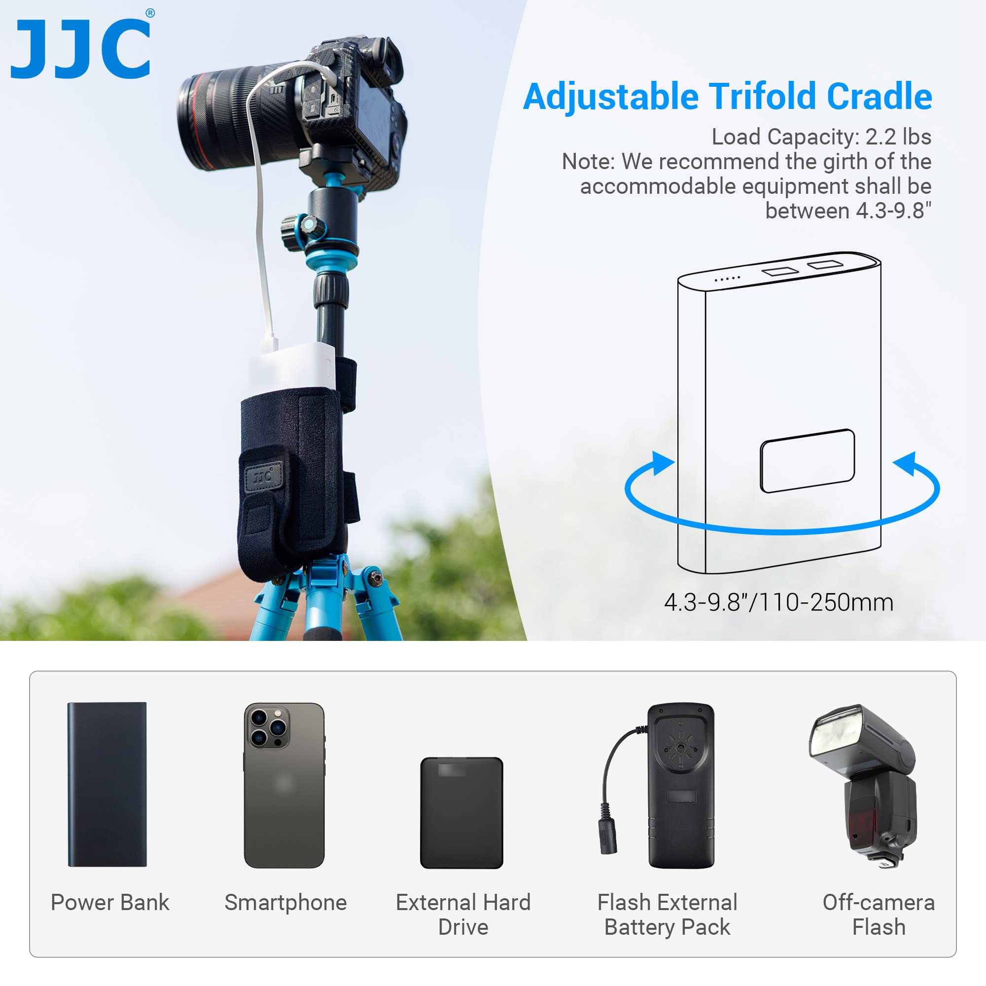 JJC Cinghia Montaggio Neoprene per Piccoli Gadget Attacca Alla Gamba del Treppiede, Supporto Luce Scala Fotografica, Fascio e Altri Oggetti per un Accesso Rapido Agli Oggetti (Capacità Carico 1kg)
