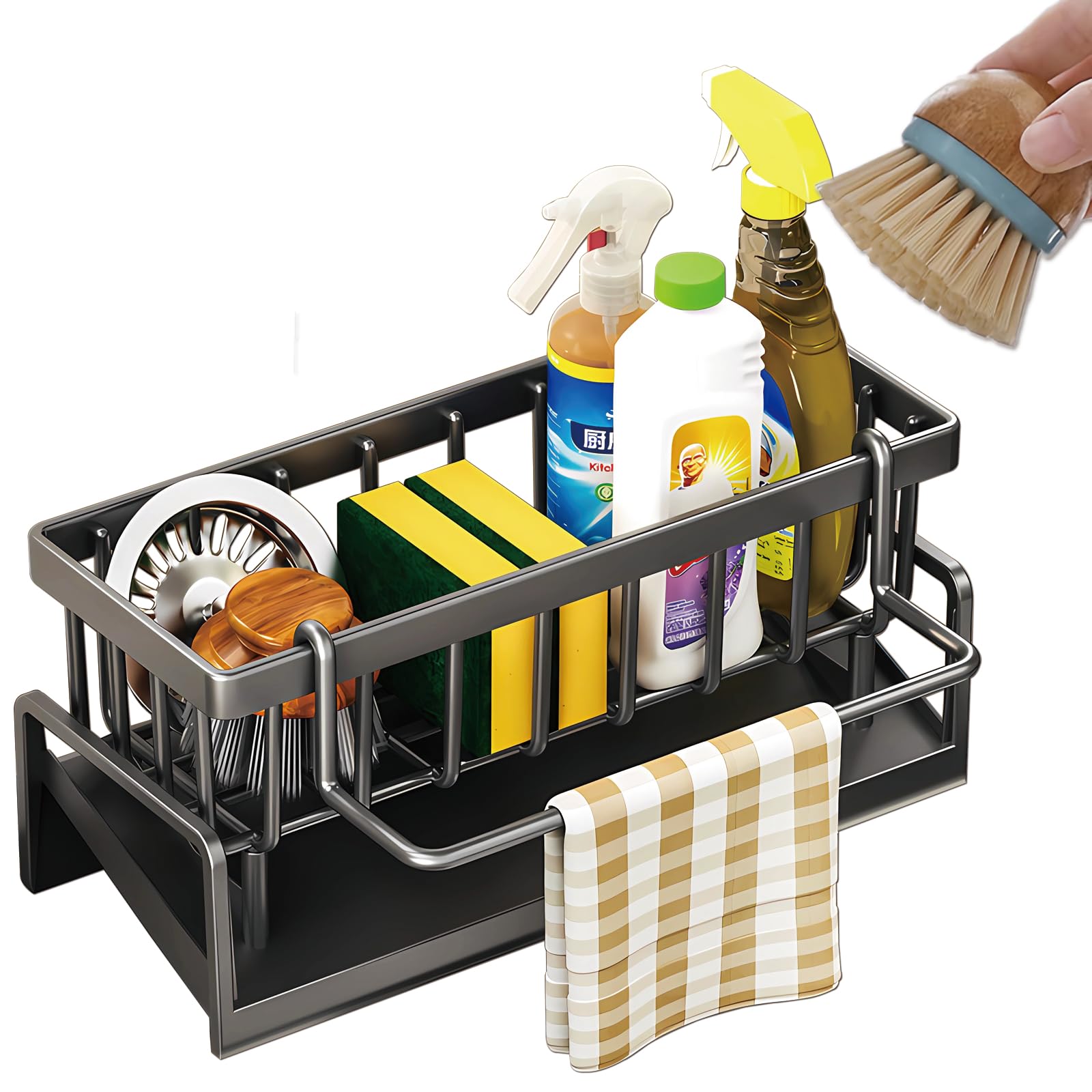 Photo 1 of CIT ZCFYU Kitchen Sink Caddy Organizer - Stainless Steel, Self-Draining, Grey