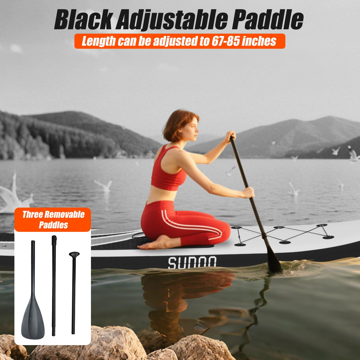 Deska SUP Stand Up Paddling Board, 300 cm, 325 cm, nadmuchiwana deska do wiosła stojącego, nośność do 150 kg, kompletne akcesoria z wiosłem, płetwami, pompką
