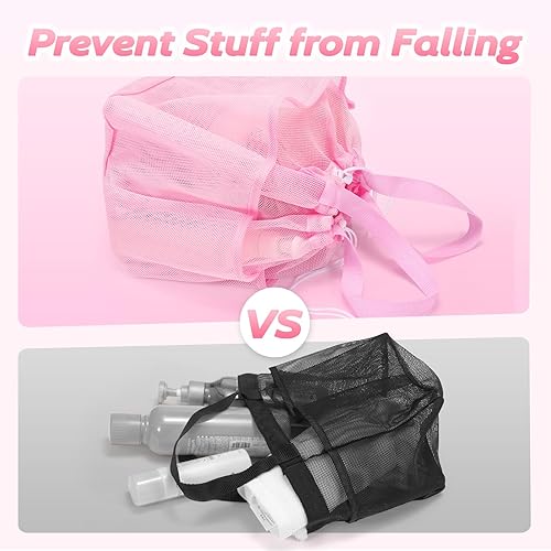Miniatura 3 de Organizador de ducha de malla portátil con cordón, artículos esenciales de habitación para estudiantes universitarios, bolsa de ducha grande para