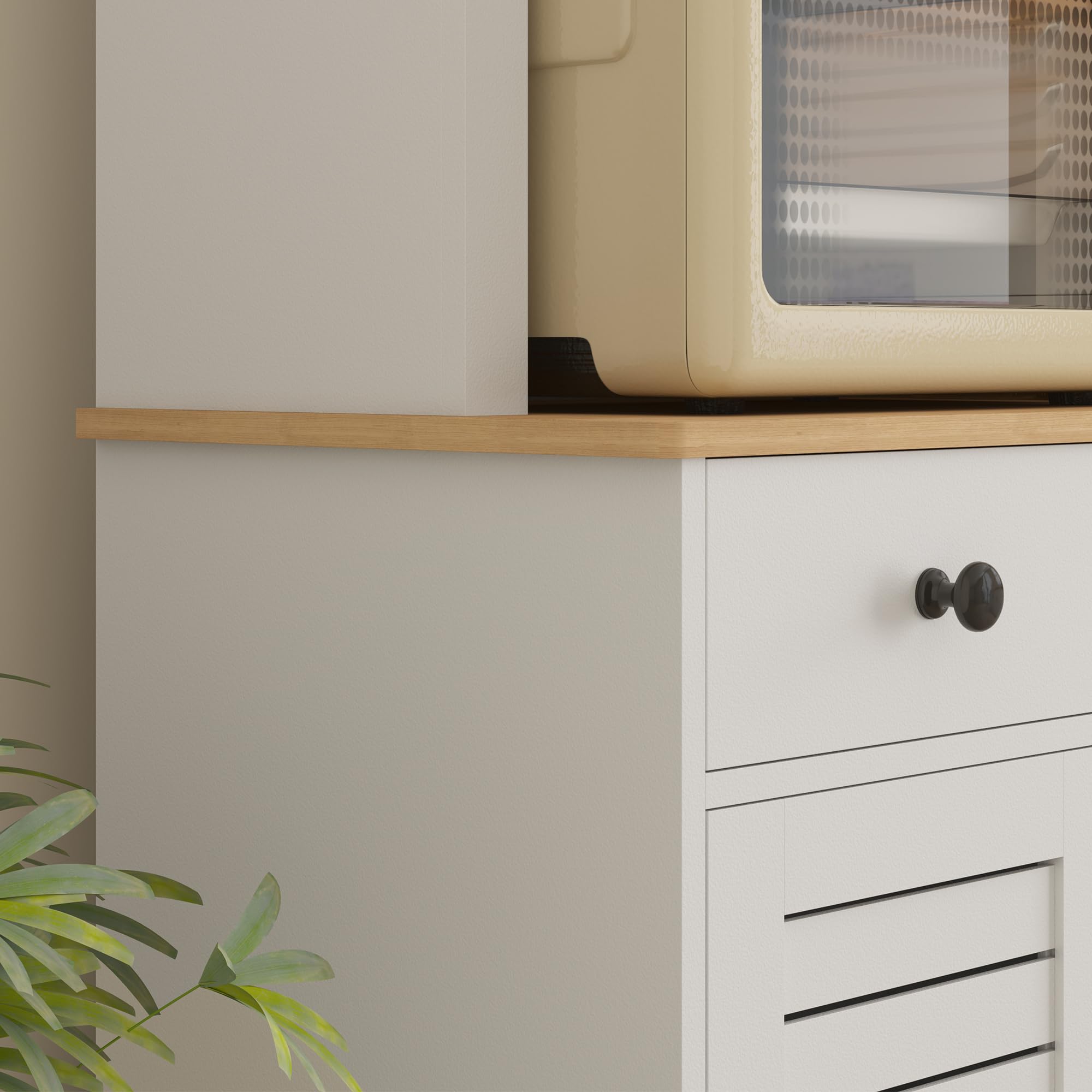 HOMCOM Küchenschrank, Hochschrank mit 2 Schränken, Küchenbuffet mit verstellbaren Ablagen, Buffetschrank, Esszimmerschrank für Küche, Esszimmer, 68 x 39,5 x 170 cm, Weiß