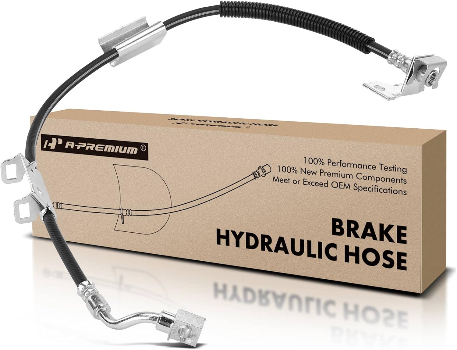 A-Premium Front Passenger Brake Hydraulic Hose Compatible with Select Chevy and GMC Models - Silverado 1500 2003-2005, Sierra 1500 2003-2005, RWD