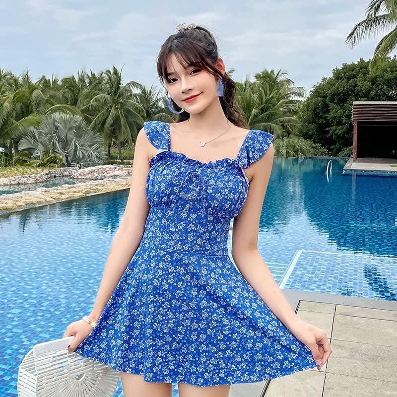 モノキニ 水着 クロスデザイン セクシー 大人シンプル２COLOR 2021新韓国モノキニワンピース女性水着ヴィンテージ水着ビーチウエアを印刷プラスサイズswimskirt 水着(青い,L)